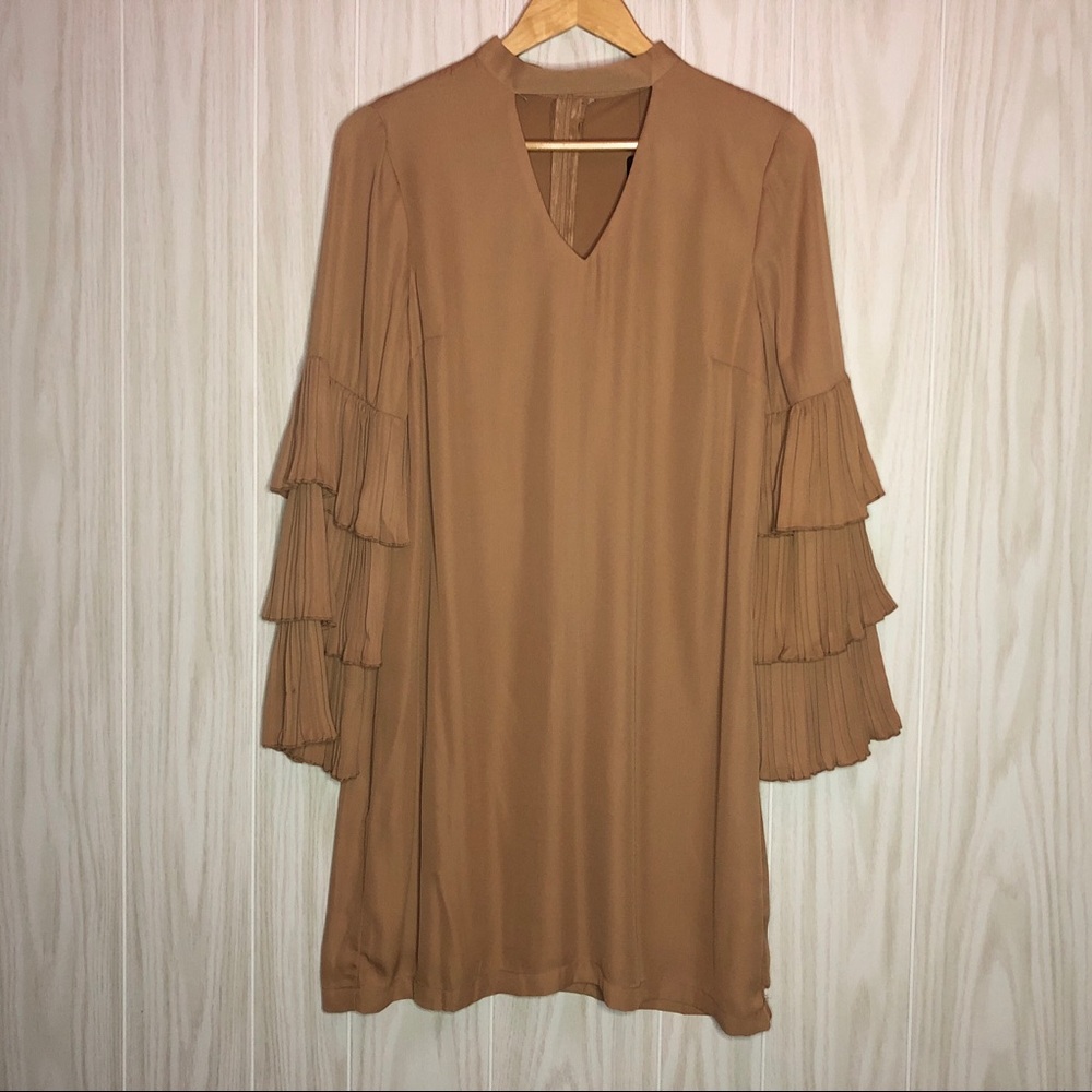 INA Ruffle Sleeve Solid Shift Dress - Picture 2 of 3